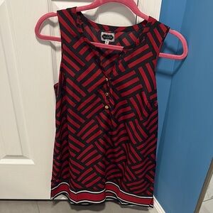 Mud Pie Red and Black Graphic Blouse